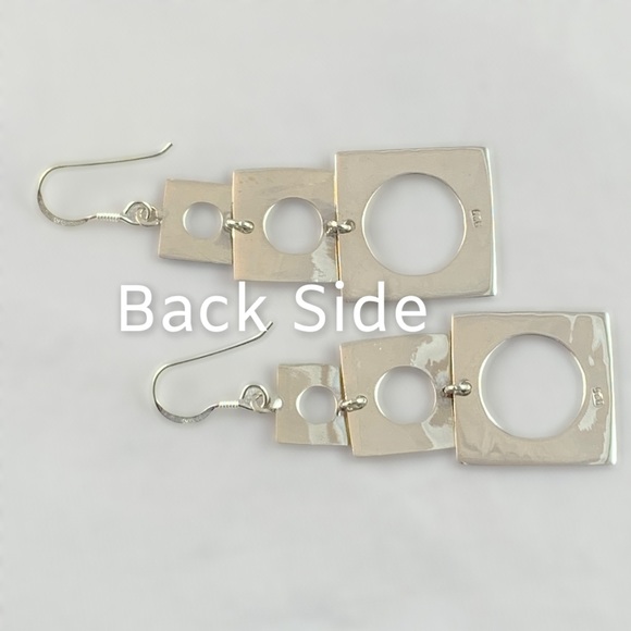 Gorgeous Tri-square Earrings 925 Sterling NEW - Picture 5 of 5